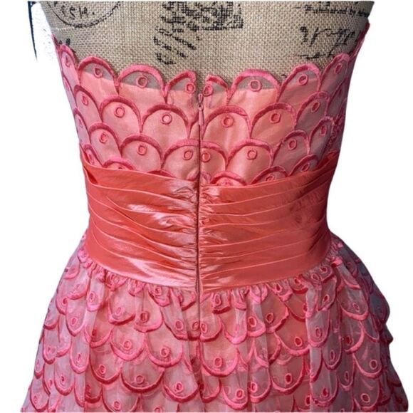 Jovani Strapless A-Line Peach Ruffled Lace Designer Women’s Mermaid Mini Dress 2 - Picture 14 of 14